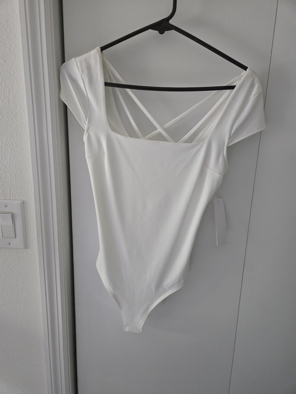 White Bodysuit with Crisscross Back